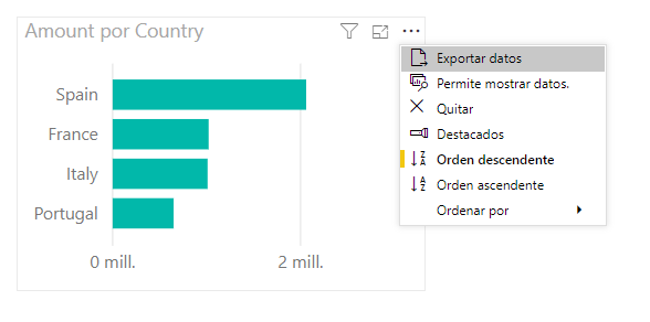 Menú de opciones adicionales