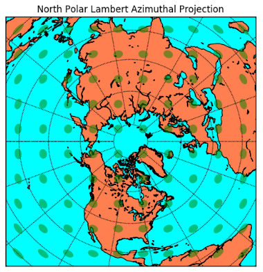North Polar Lambert Azimuthal Projection