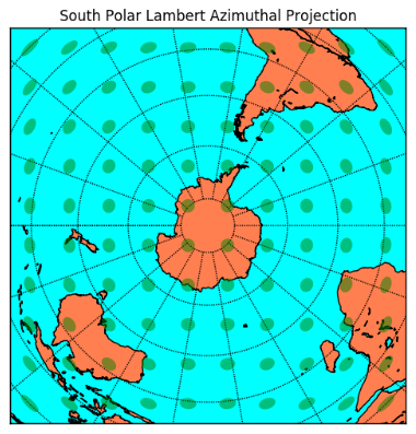 South Polar Lambert Azimuthal Projection