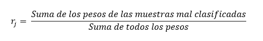 Tasa de error del aprendiz j-ésimo