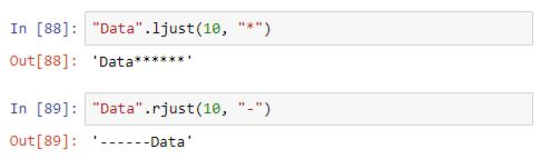 Los métodos ljust y rjust