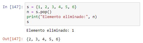 El método pop de un conjunto