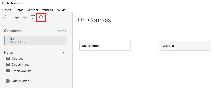 Botón para actualización de una fuente de datos