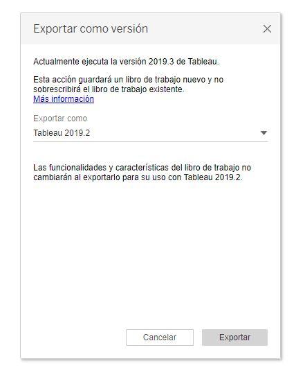Herramienta &quot;Exportar como versión&quot;