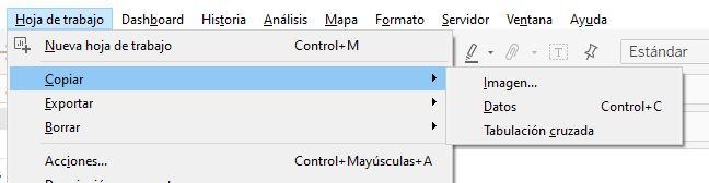 Submenú hoja de trabajo: Copiar