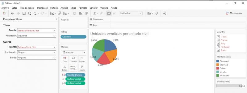 Submenú Formato: Filtros