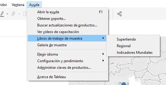 Submenú Ayuda: Libros de trabajo de muestra