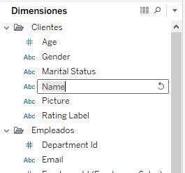 Cambio del nombre de un campo