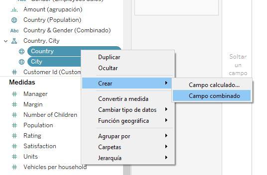 Combinación de campos pertenecientes a una jerarquía