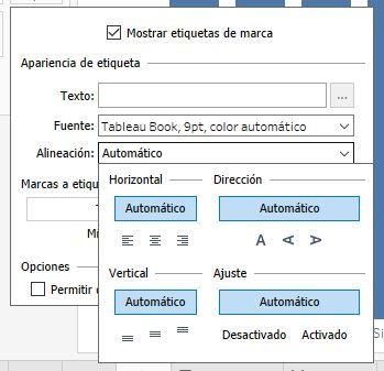 Alineación en la propiedad Etiqueta