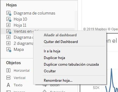 Menú de opciones de los nombres de las hojas de trabajo