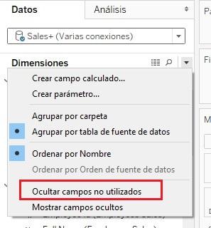 Opción Ocultar campos no utilizados