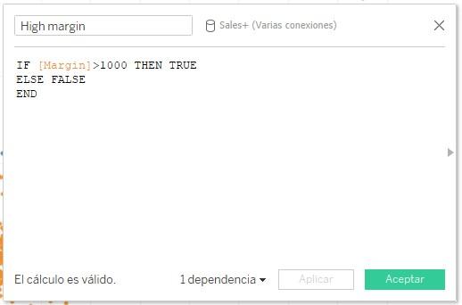 Campo calculado &quot;High margin&quot;