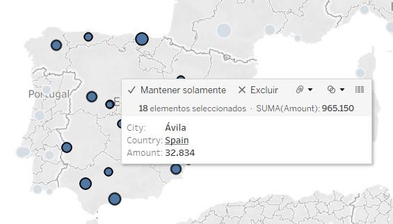 Selección de marcas en las que un campo discreto toma el valor seleccionado