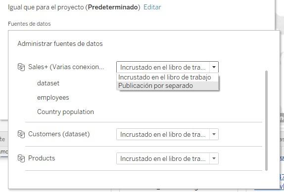 Configuración de las fuentes de datos