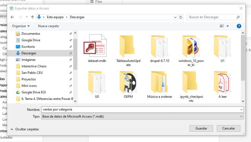 Exportación a formato Microsoft Access