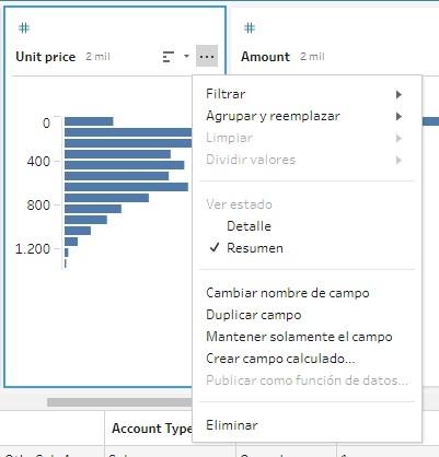 Submenú de herramientas de transformación del campo