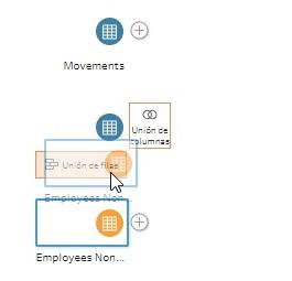 Creación del paso de unión de filas arrastrando un paso de entrada sobre el otro