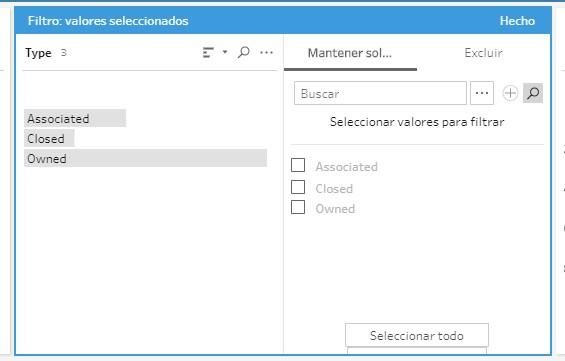 Filtrar: Valores seleccionados
