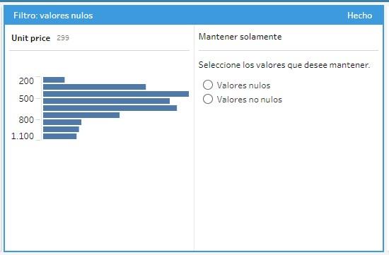 Filtro de valores nulos