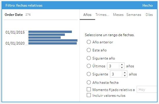 Filtro por fechas relativas