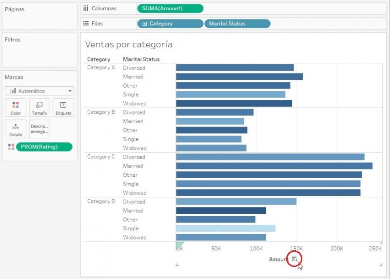 Botón de ordenación según la métrica