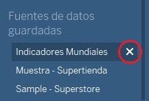 Eliminación de fuentes de datos de la lista de fuentes de datos guardadas