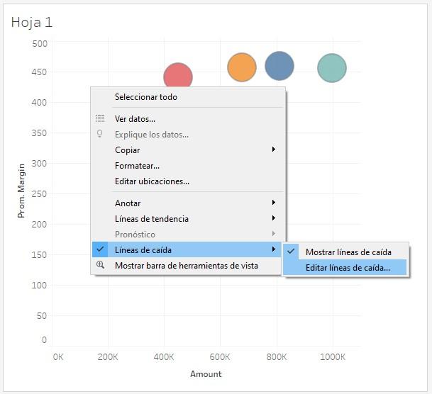 Opción &quot;Editar líneas de caída&quot;