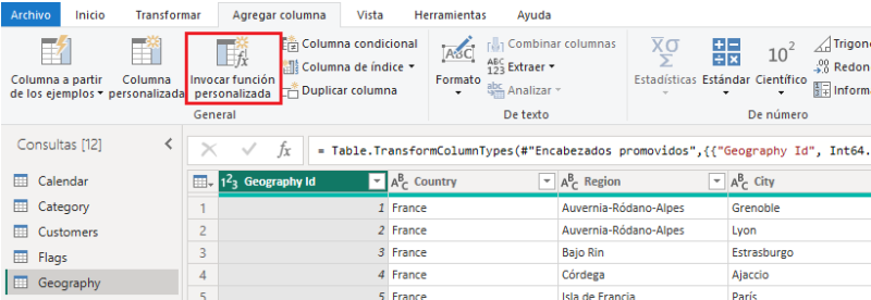 Herramienta &quot;Invocar función personalizada&quot;