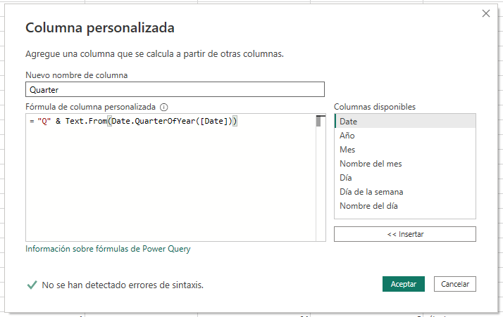 Creación de columna con el trimestre