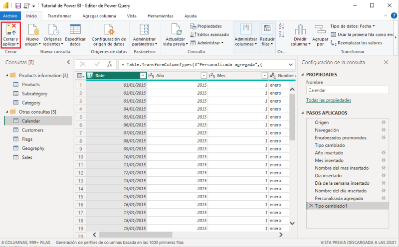 Acceso al editor de consultas