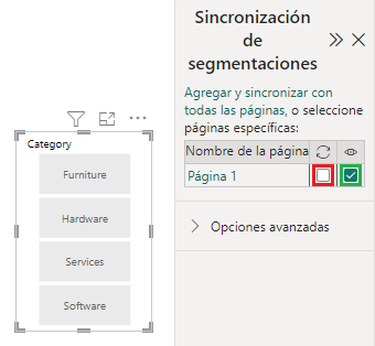 Panel de sincronización de segmentaciones