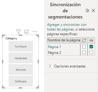 Panel de sincronización de segmentaciones