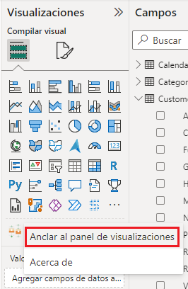 Anclaje al panel de visualizaciones