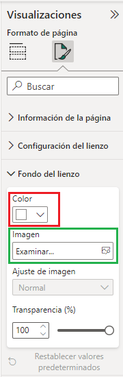 Configuración del fondo del lienzo