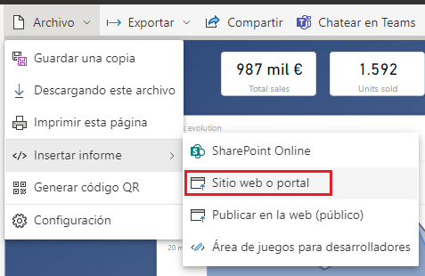 Compartir en sitio web o portal